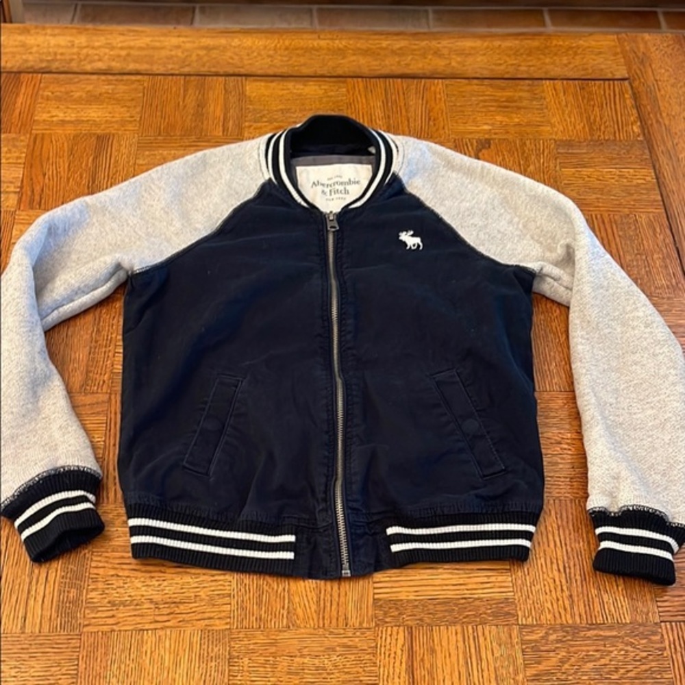 Abercrombie & Fitch black and Gray Varsity Jacket